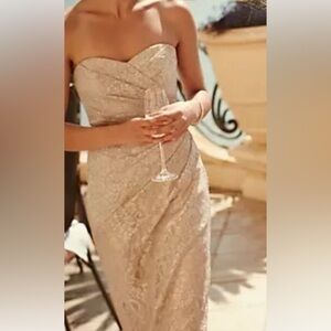 David's Bridal Strapless Cream Dress